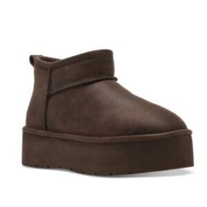 Madden Girl Dark Brown Embracce Cozy Mini Platform Booties